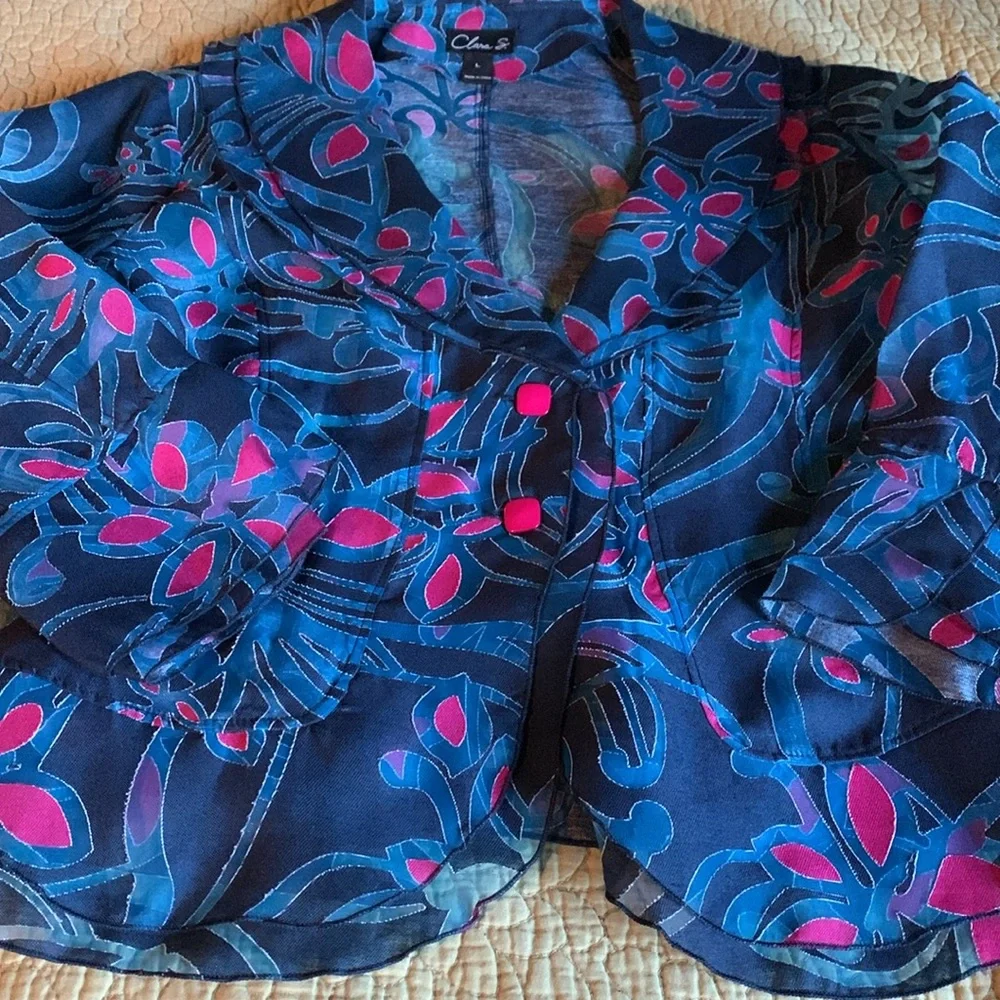 Beautiful Blue & Pink Blazer - Large - Picture 13 of 13